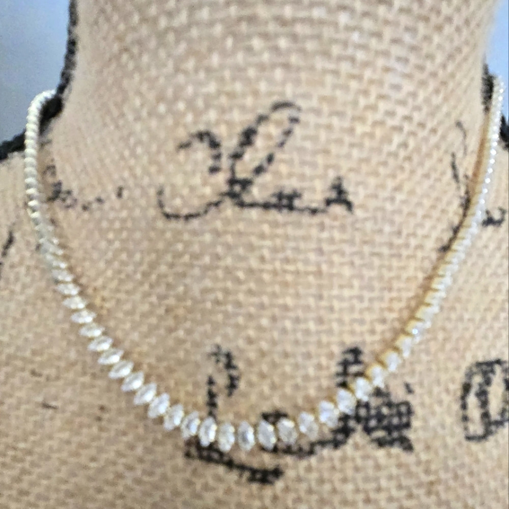 Larsan Tennis Necklace in White Crystal 16" with 1" extender